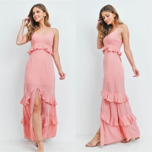 TEXTURED PINK MAXI DRESS - Picture 10 of 12